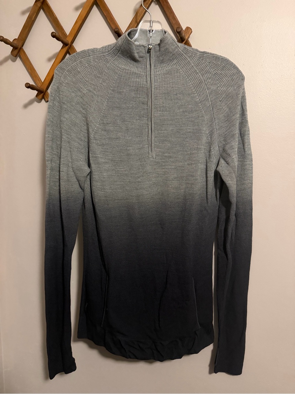 Icebreaker 100% Merino Wool Ombre Half Zip Sweater Grey L